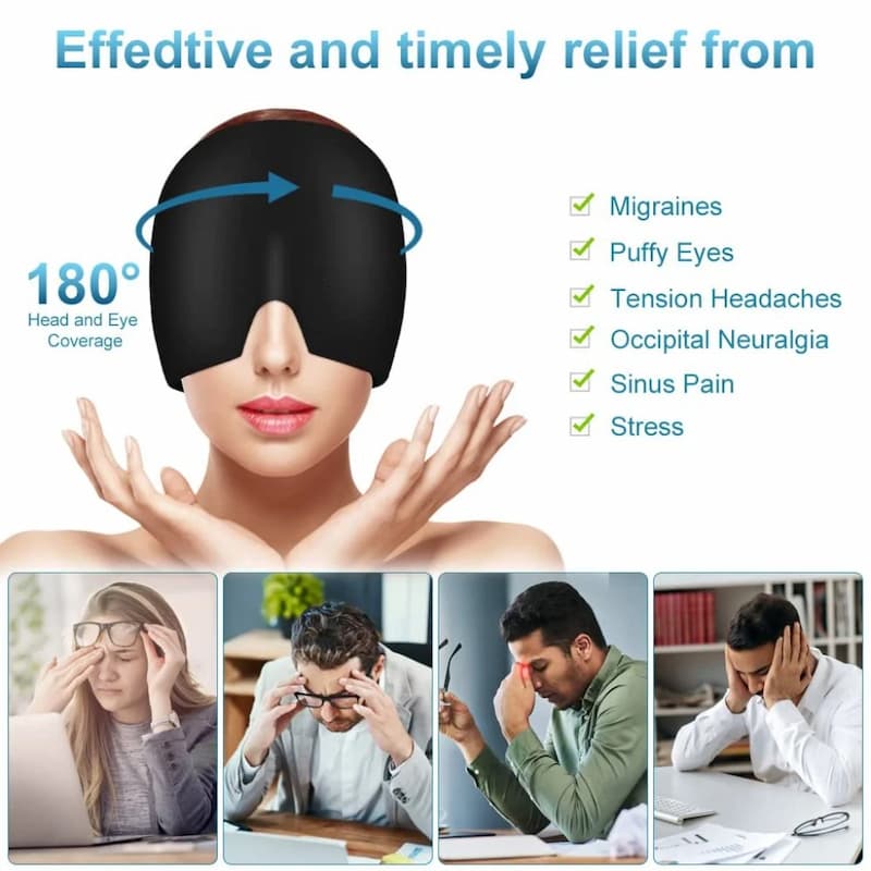 Headache Relief Gel Cap Hot Cold Therapy | Migraine, Tension, Stress, Sinus, & Puffy Eyes Pain Relief - PERFECTCART.STORE